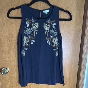 J. JILL Top Size Petite XS Embroidered Sleeveless Boho Floral Gauze Women’s